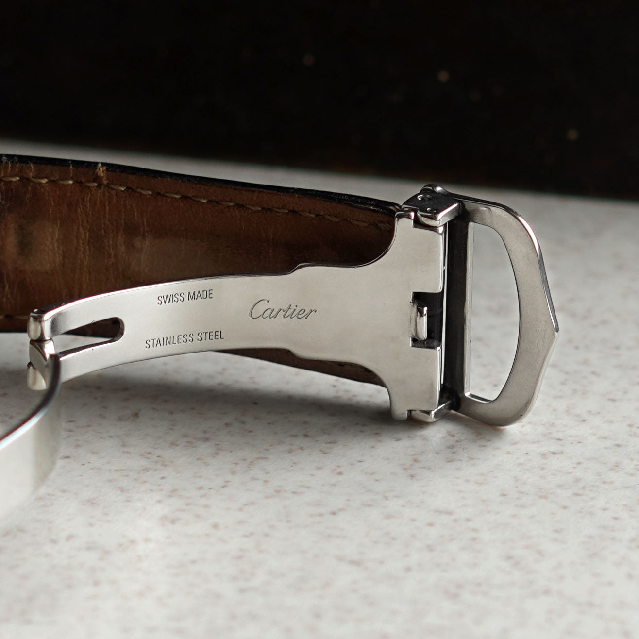 Cartier Tank Basculante Mecanique Display Back, Steel