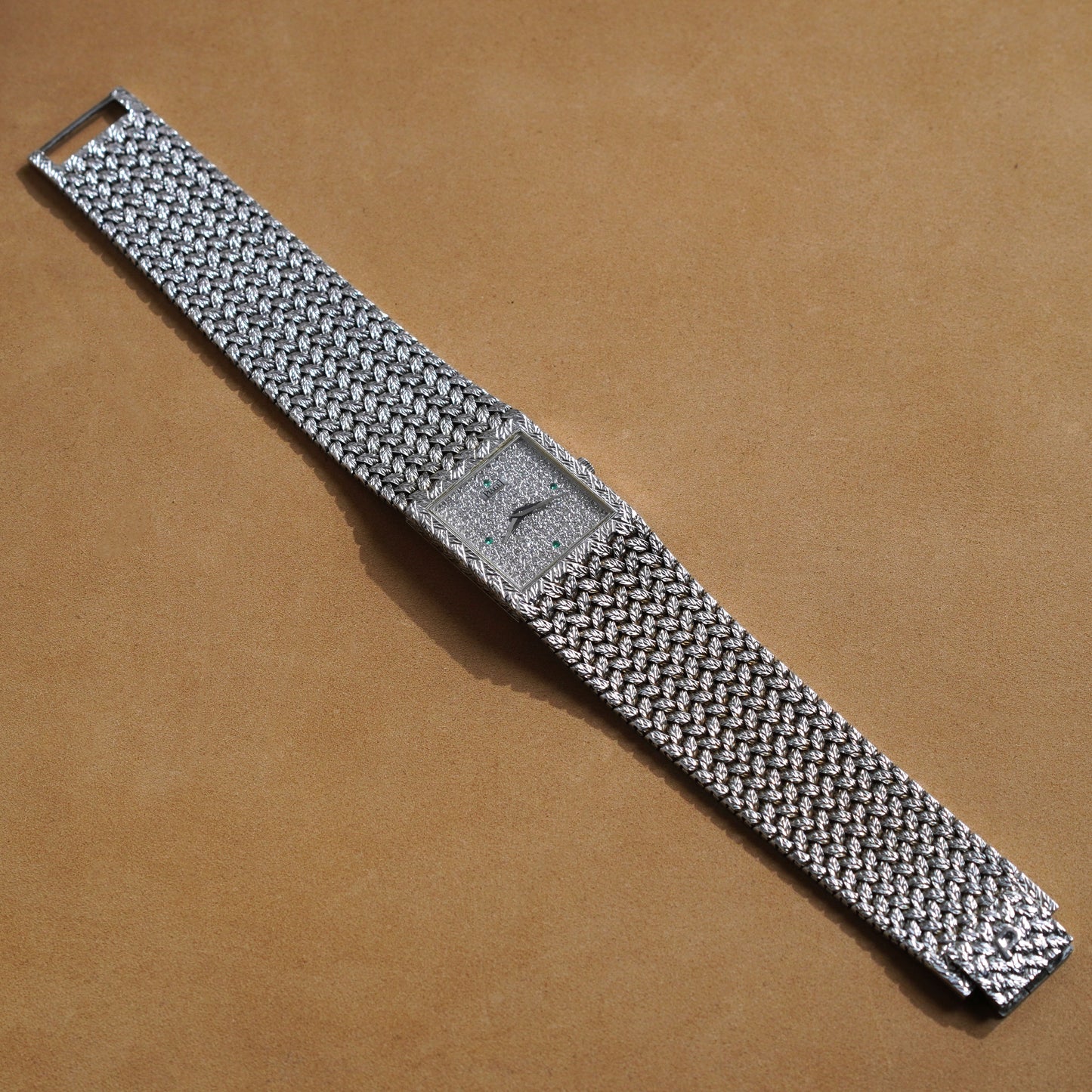 Piaget 9131 D2, Pavé Diamond Dial with Emeralds, White Gold