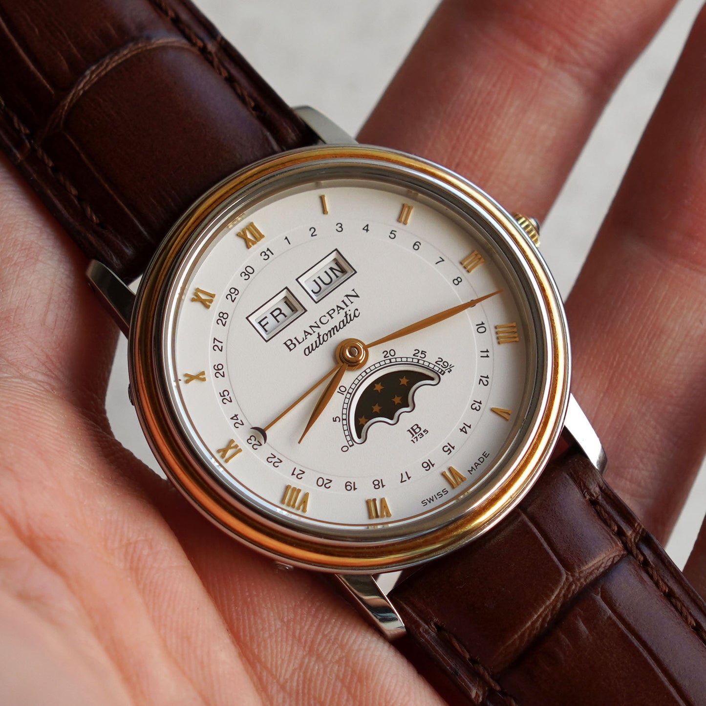 Blancpain Two-Tone Villeret Triple Calendar Moonphase Automatic, Steel and Yellow Gold