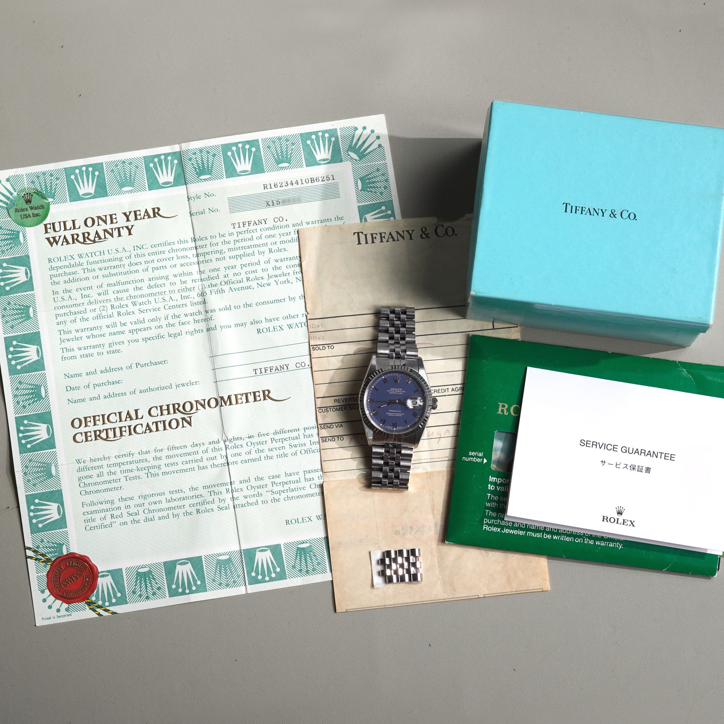 Rolex Blue Dial Datejust, Ref. 16234, Double-signed Tiffany & Co., Steel