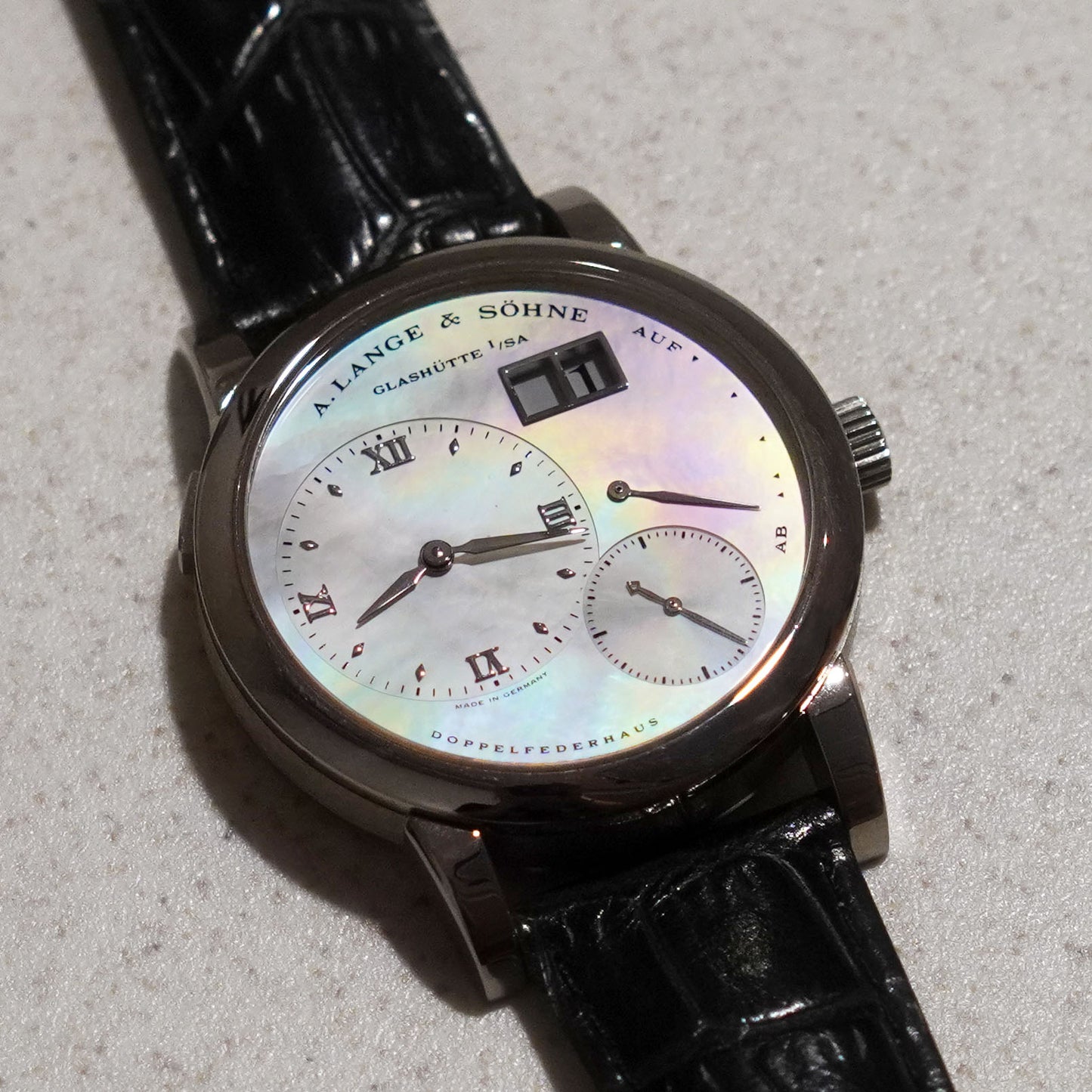 A. Lange & Sohne Lange 1 "Soiree", Mother of Pearl dial, White Gold