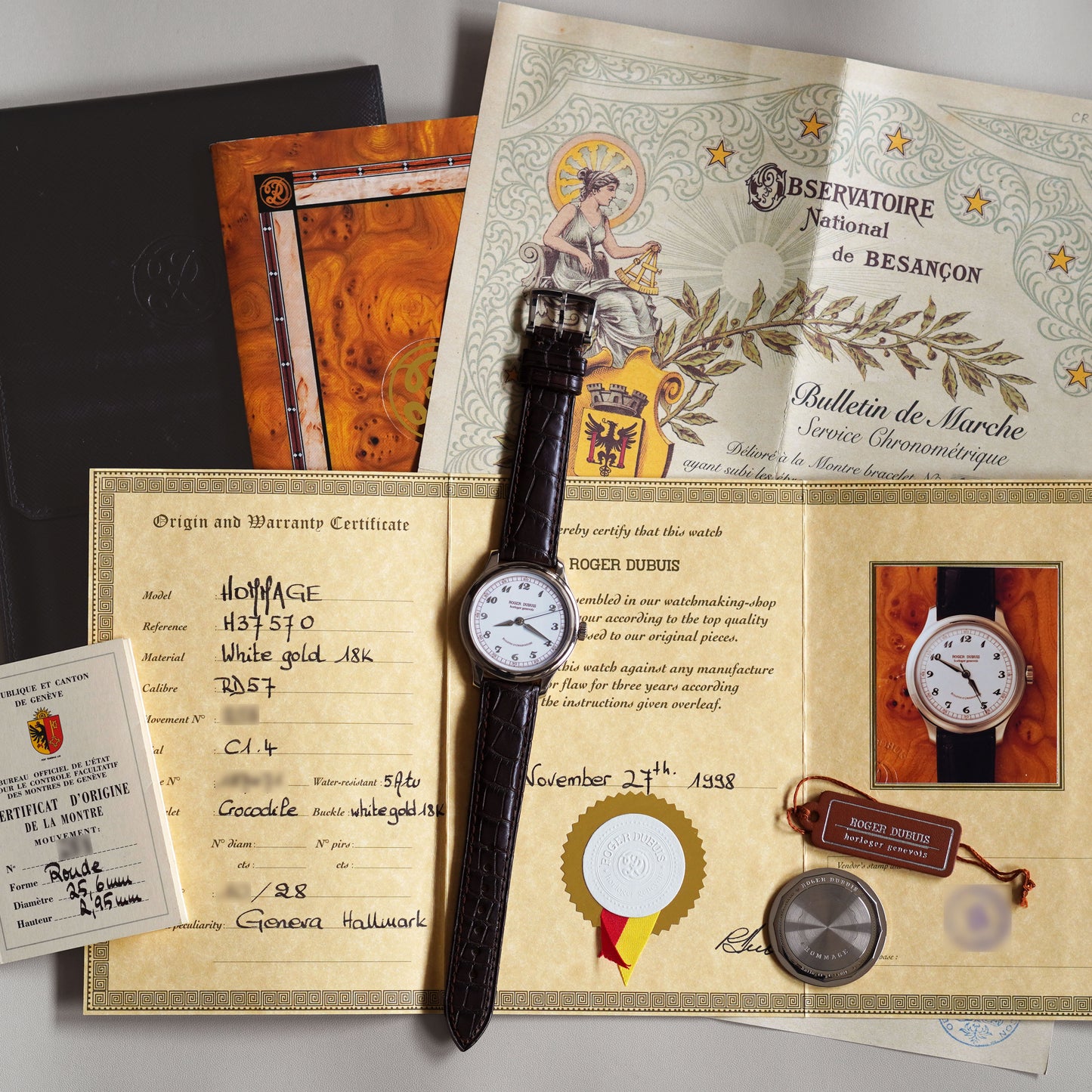 Roger Dubuis Hommage White Enamel Dial, White Gold