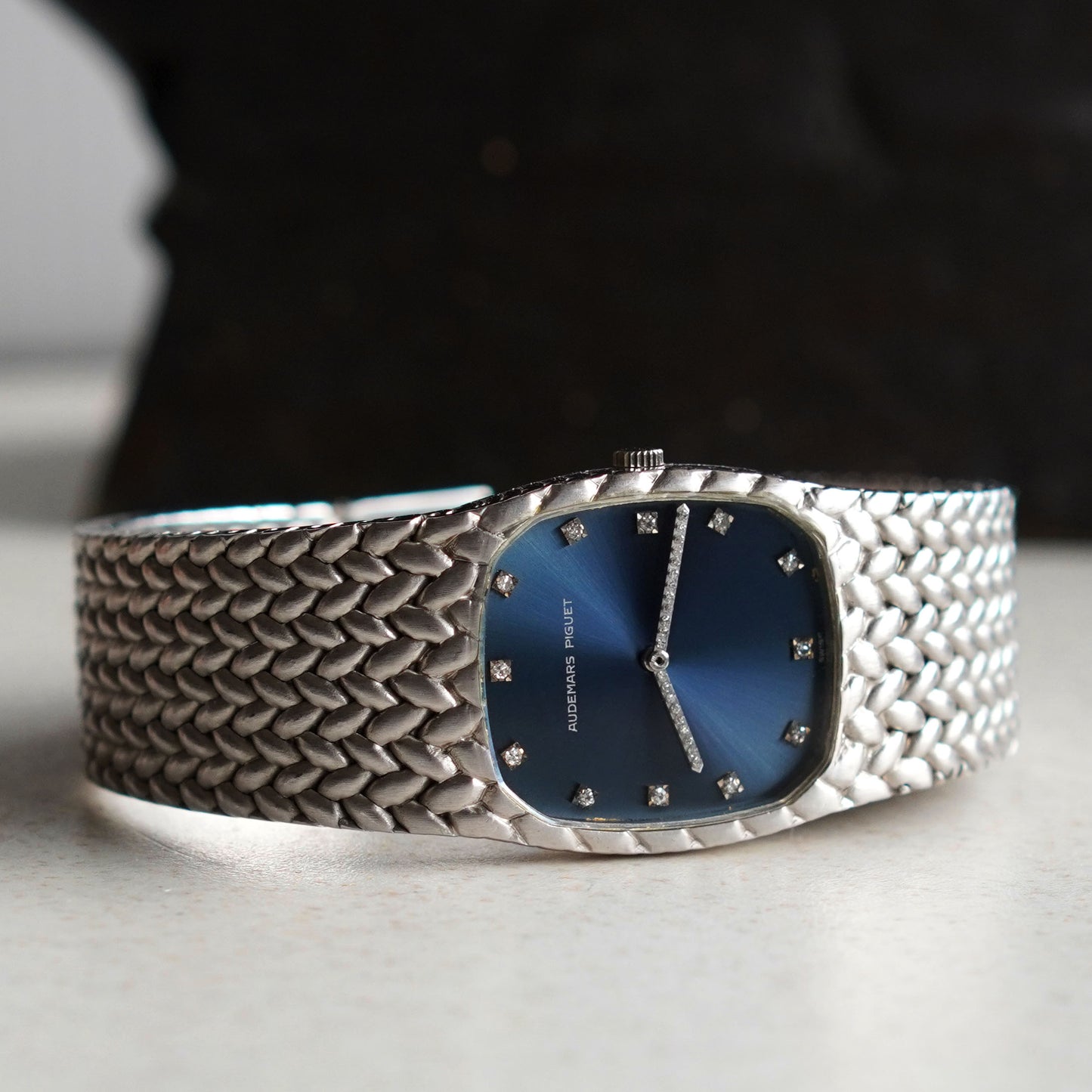 Audemars Piguet Cobra, Blue Dial with Diamond Indices and Hands, White Gold