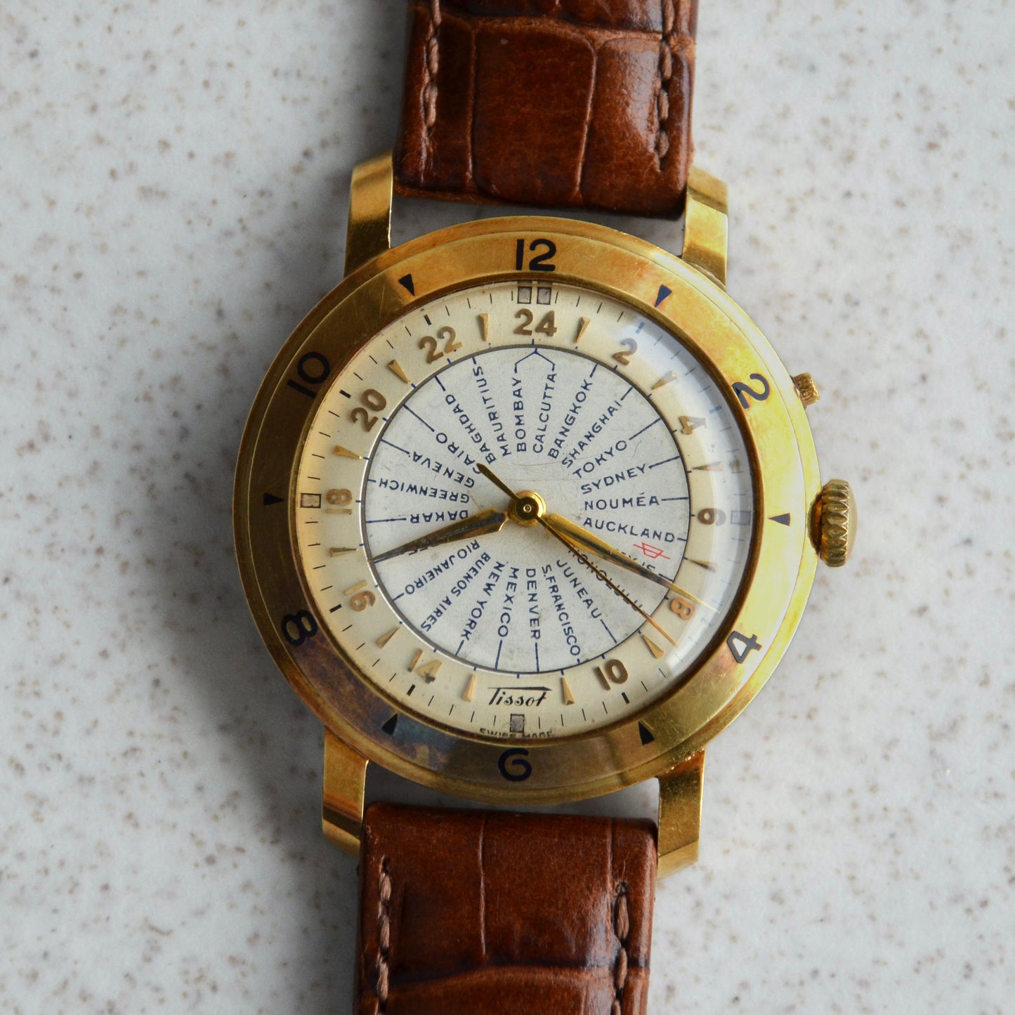 Tissot Vintage Navigator World Time, Yellow Gold