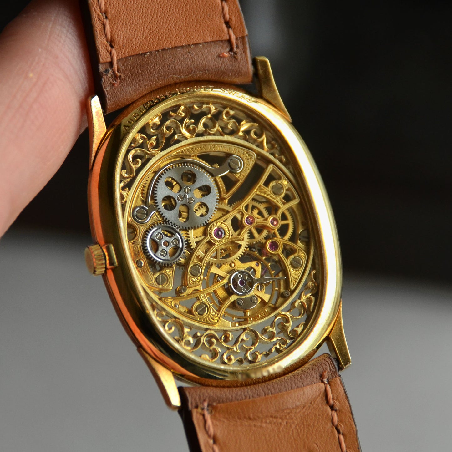 Audemars Piguet Rare Oval Skeleton Wristwatch, Yellow Gold