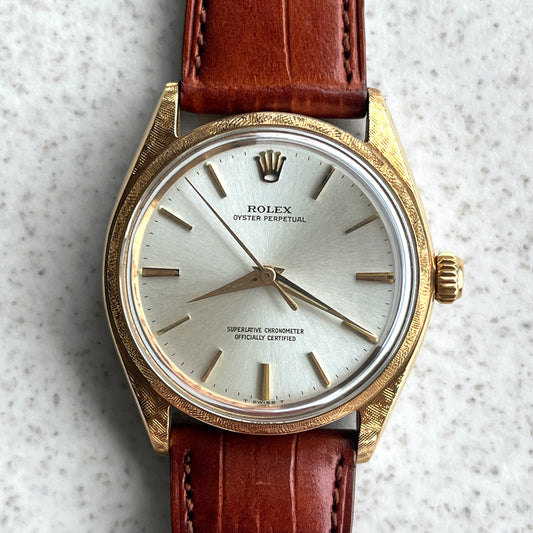 Rolex Vintage Oyster Perpetual with Florentine Finish, Pink Gold