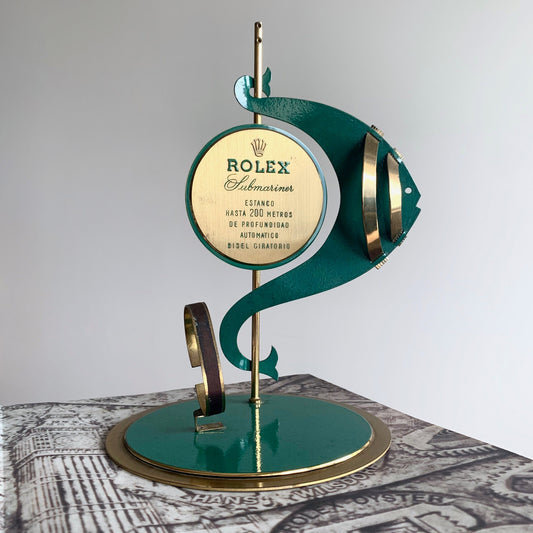 Rolex Vintage Gilt and Green Enamel Submariner Display