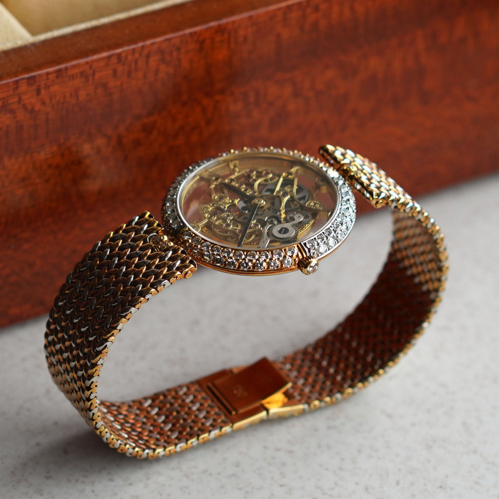 Gerald Genta Skeletonised Squalette Bracelet Watch, Factory-set Diamonds, Yellow and White Gold