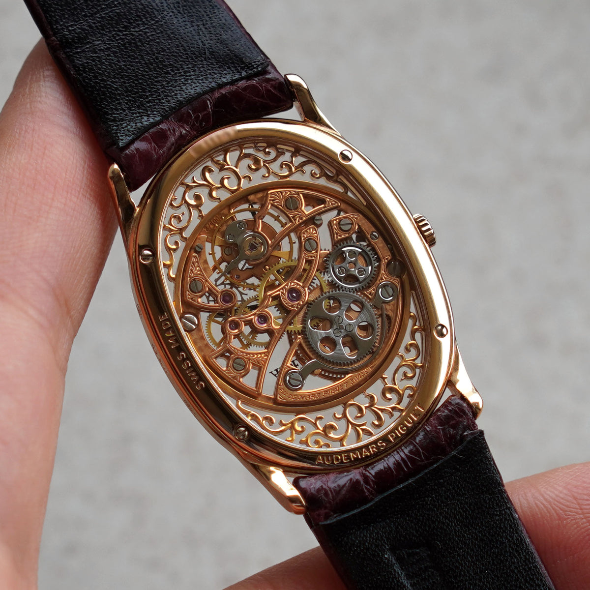 Audemars Piguet Rare Oval Skeleton, Pink Gold