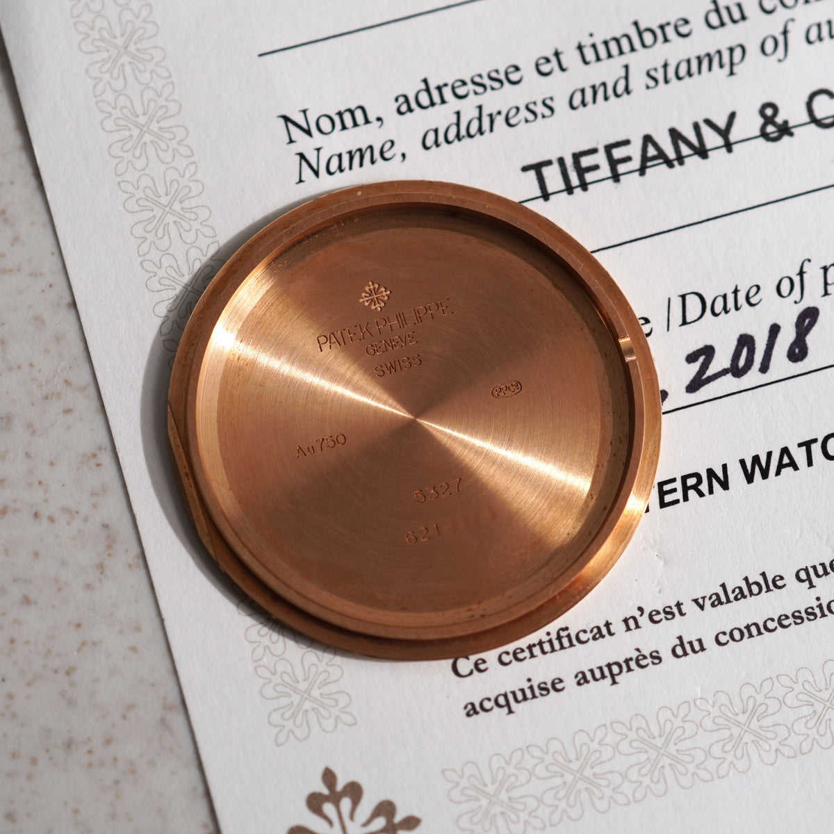 Patek Philippe Perpetual Calendar, Signed Tiffany & Co., Ref. 5327R, Rose Gold