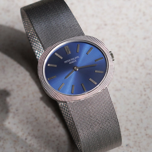 Patek Philippe Golden Ellipse, Blue Dial and Hobnail Finish, White Gold