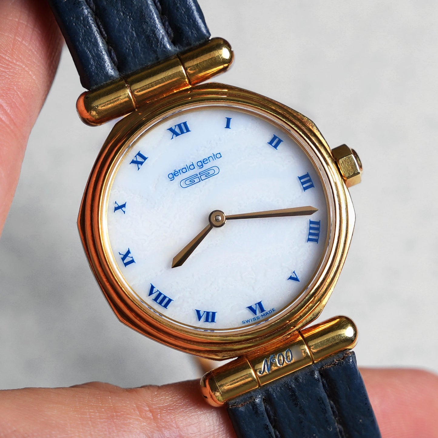 Gerald Genta Octagonal Wristwatch, White Onyx Dial, Yellow Gold