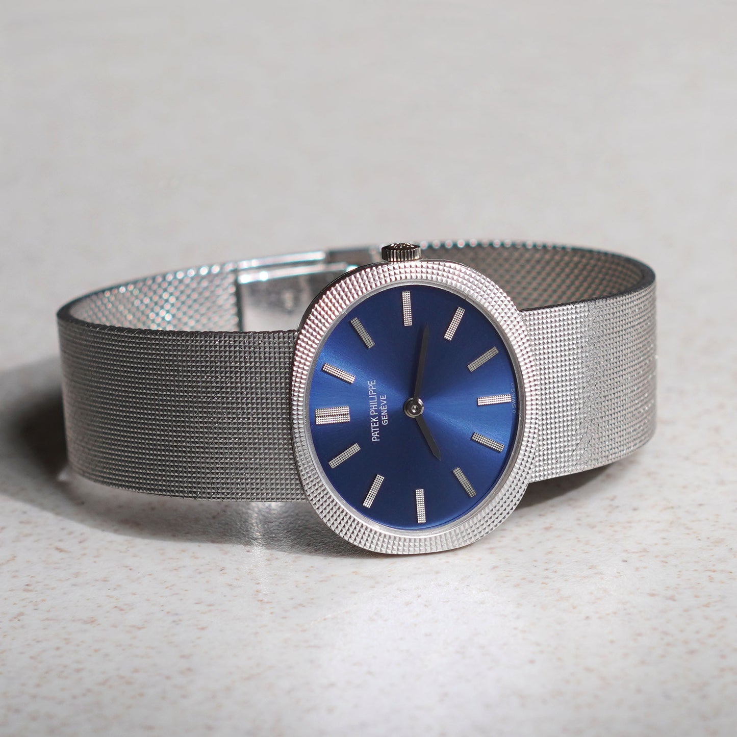 Patek Philippe Golden Ellipse, Blue Dial and Hobnail Finish, White Gold