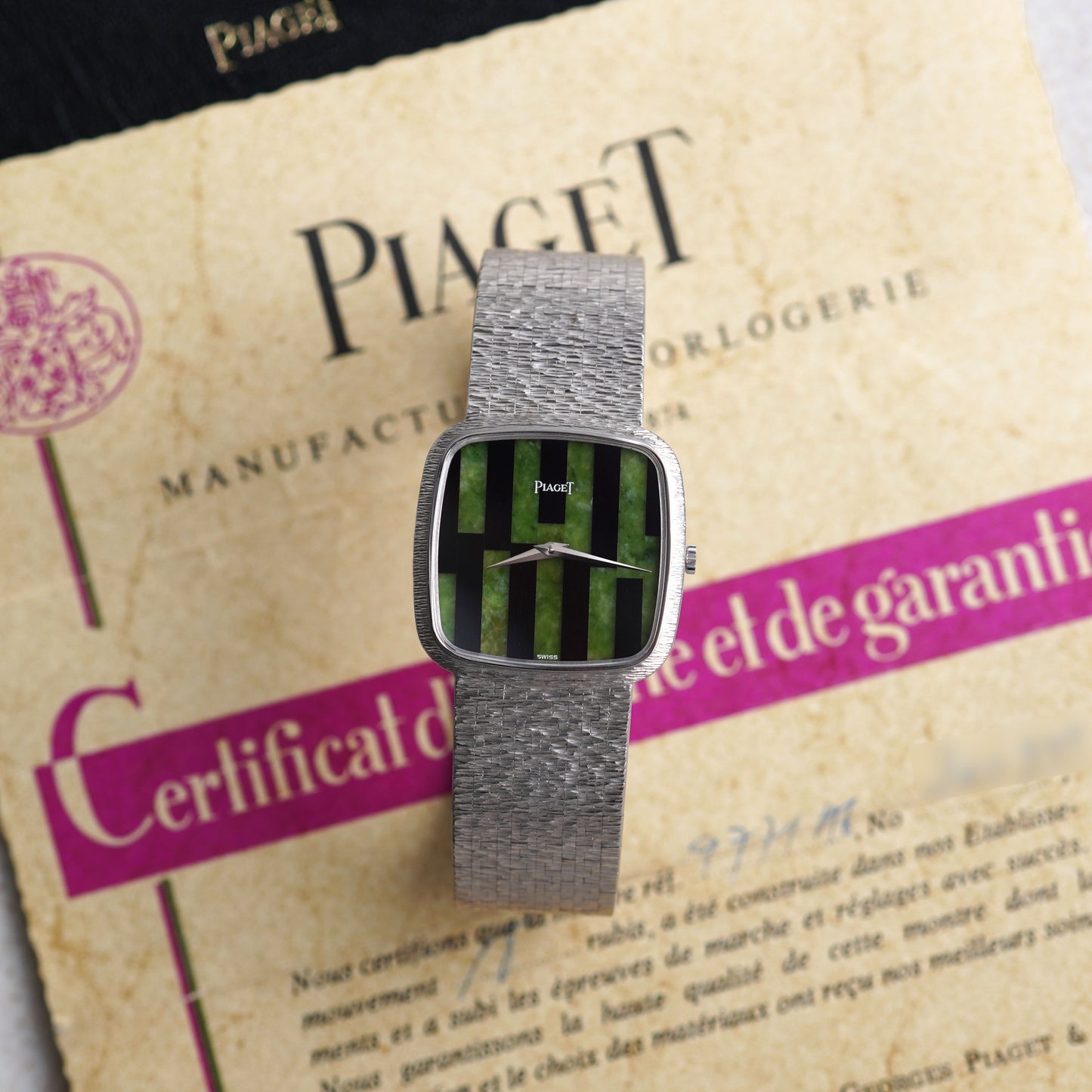 Piaget Ref. 9771 A6, Jade and Onyx Stone Dial, White Gold