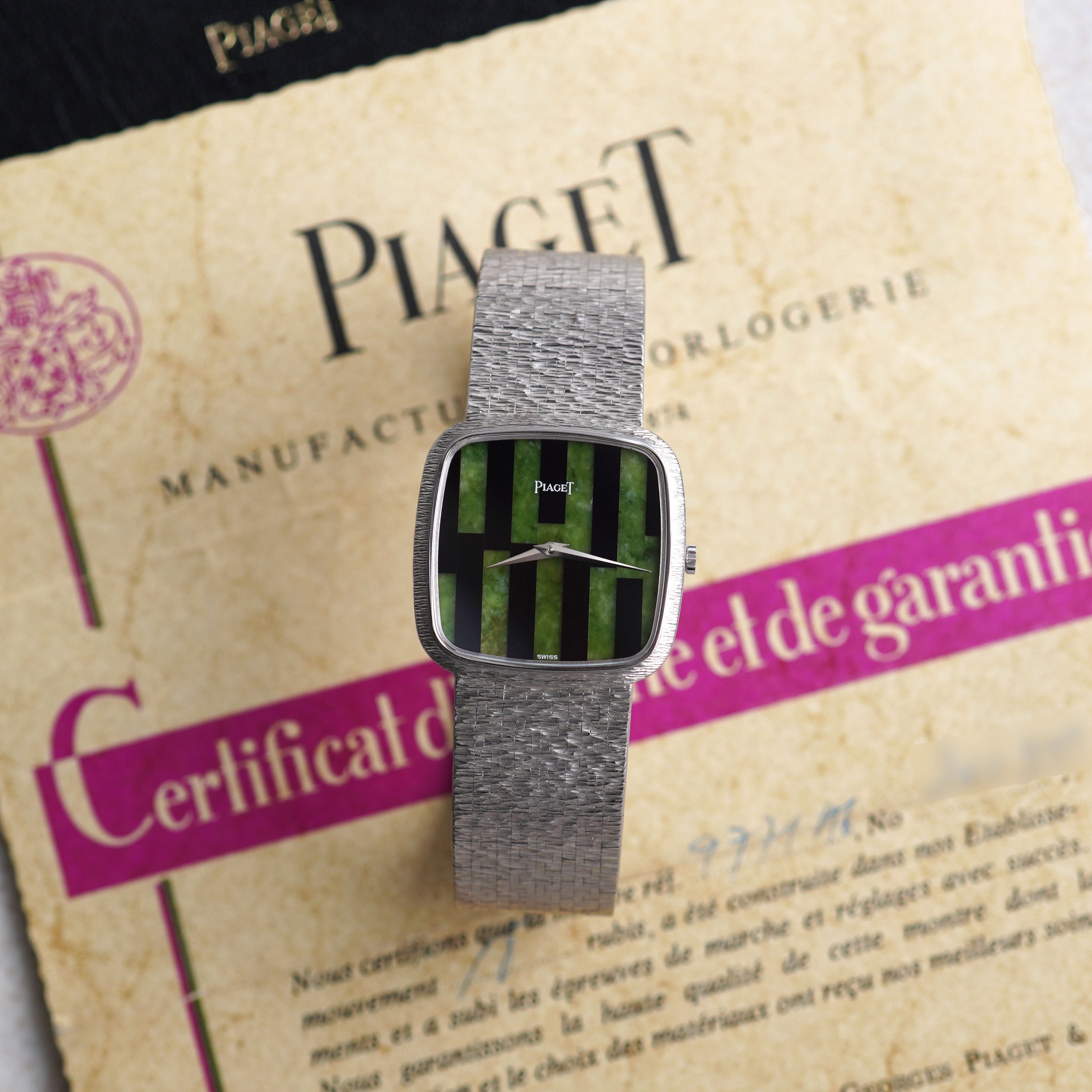 Piaget Ref. 9771 A6, Jade and Onyx Stone Dial, White Gold
