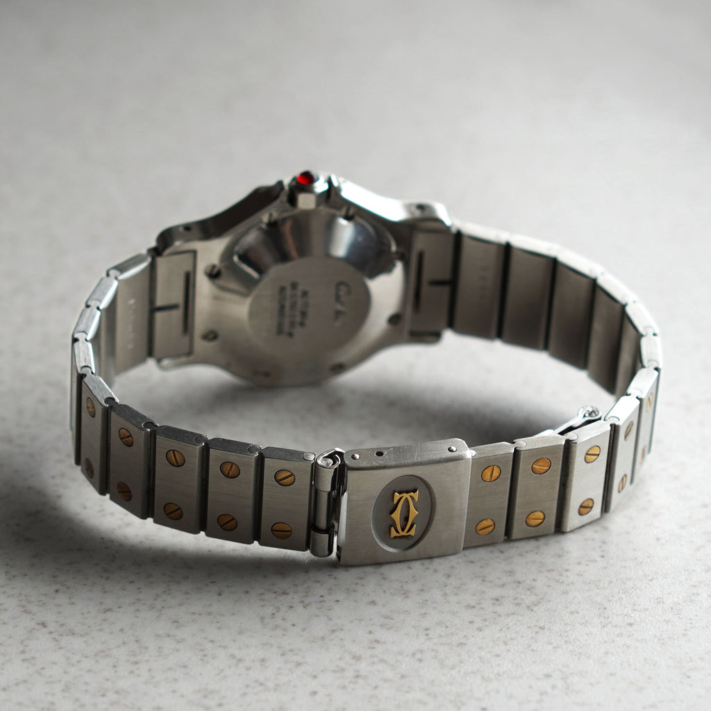Cartier Santos Octagon LM Rare Burgundy Dial, Ref. 2966, Steel and Gold