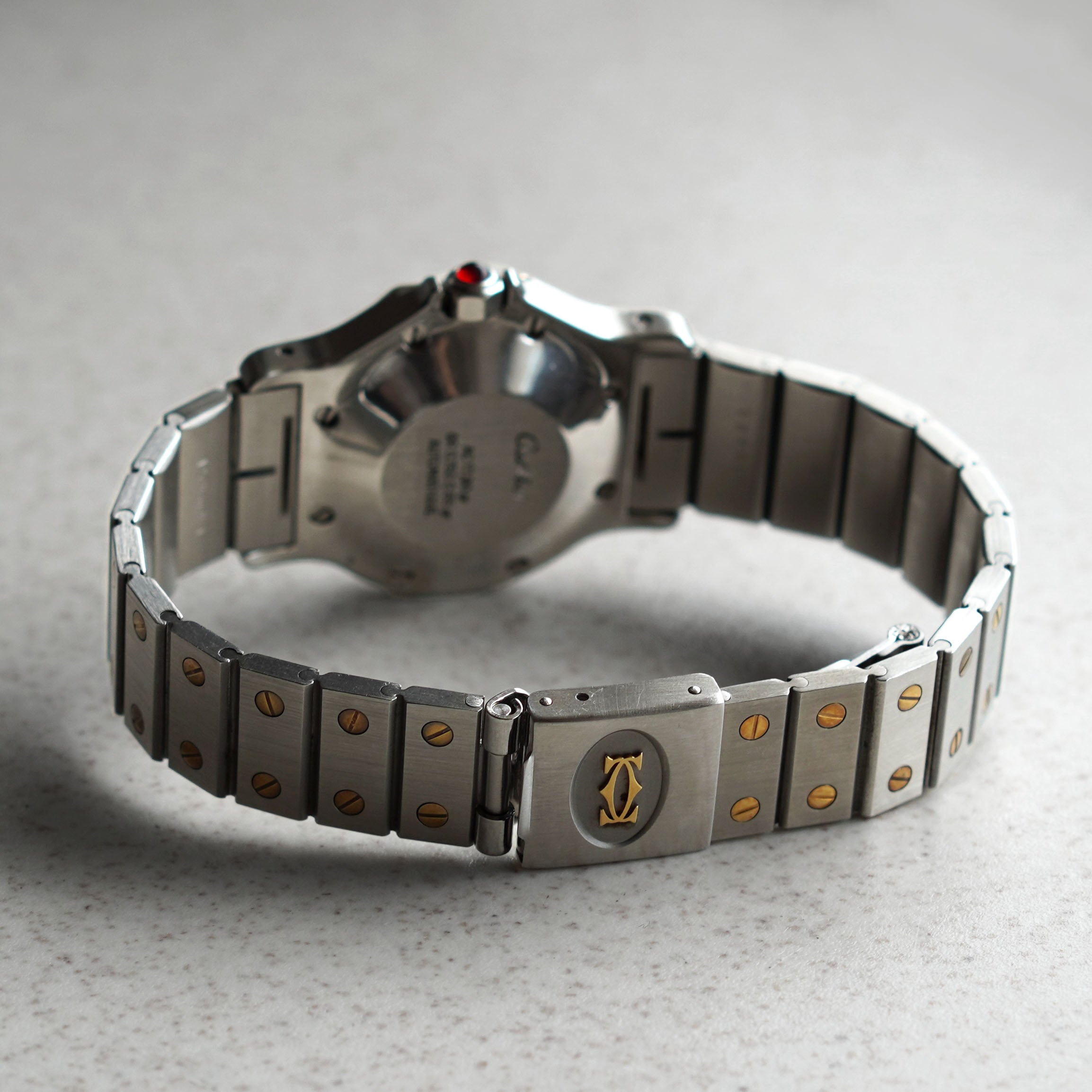 Cartier Santos Octagon LM Rare Burgundy Dial, Ref. 2966, Steel and Gold