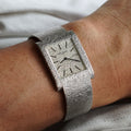 Patek Philippe Bark-Finish Integrated Bracelet Watch, 3553/1, White Gold