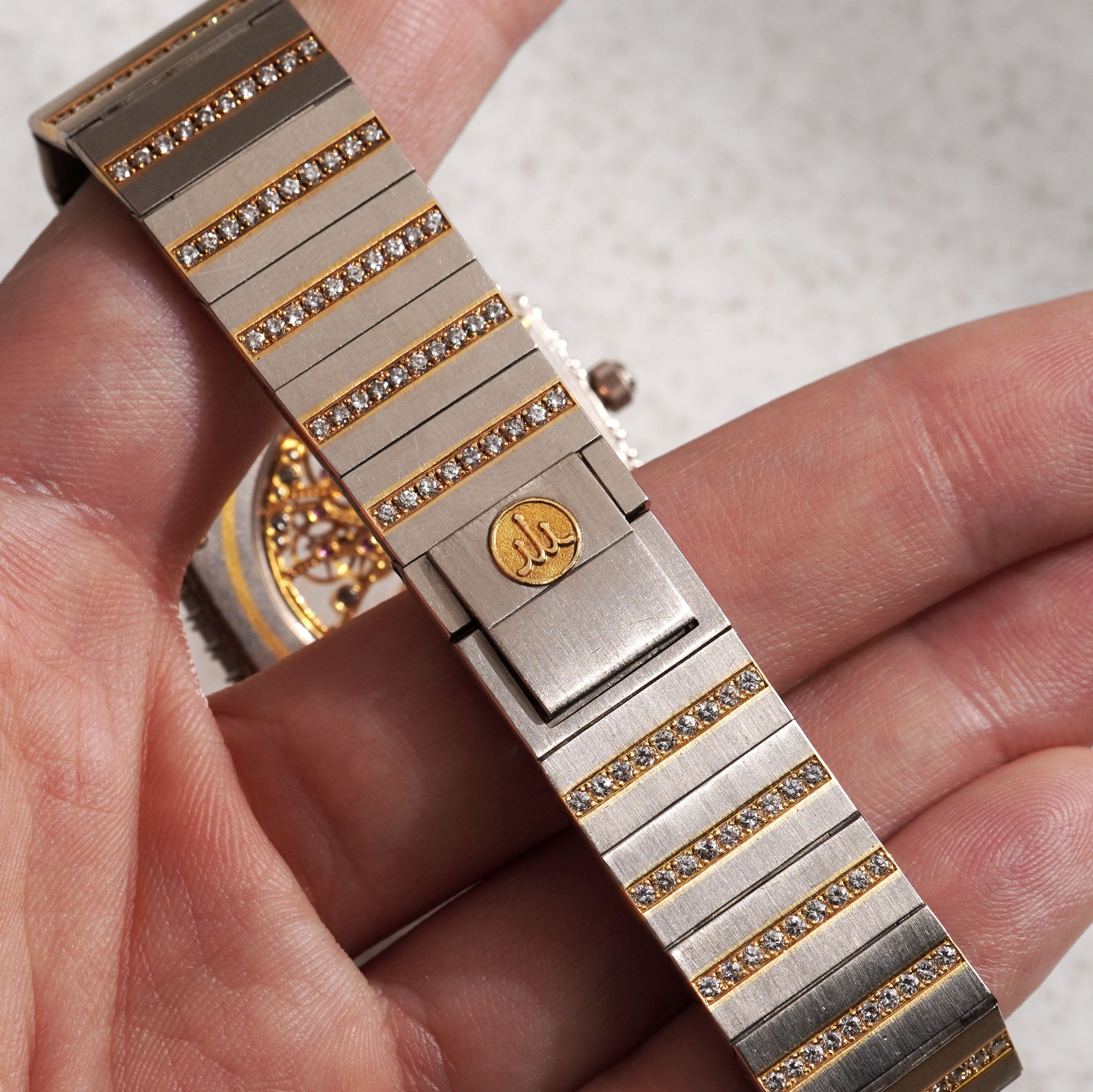 Credor Skeleton Bracelet Watch, Diamond dial and Baguette diamond bezel, Ref. K238-5010, White Gold