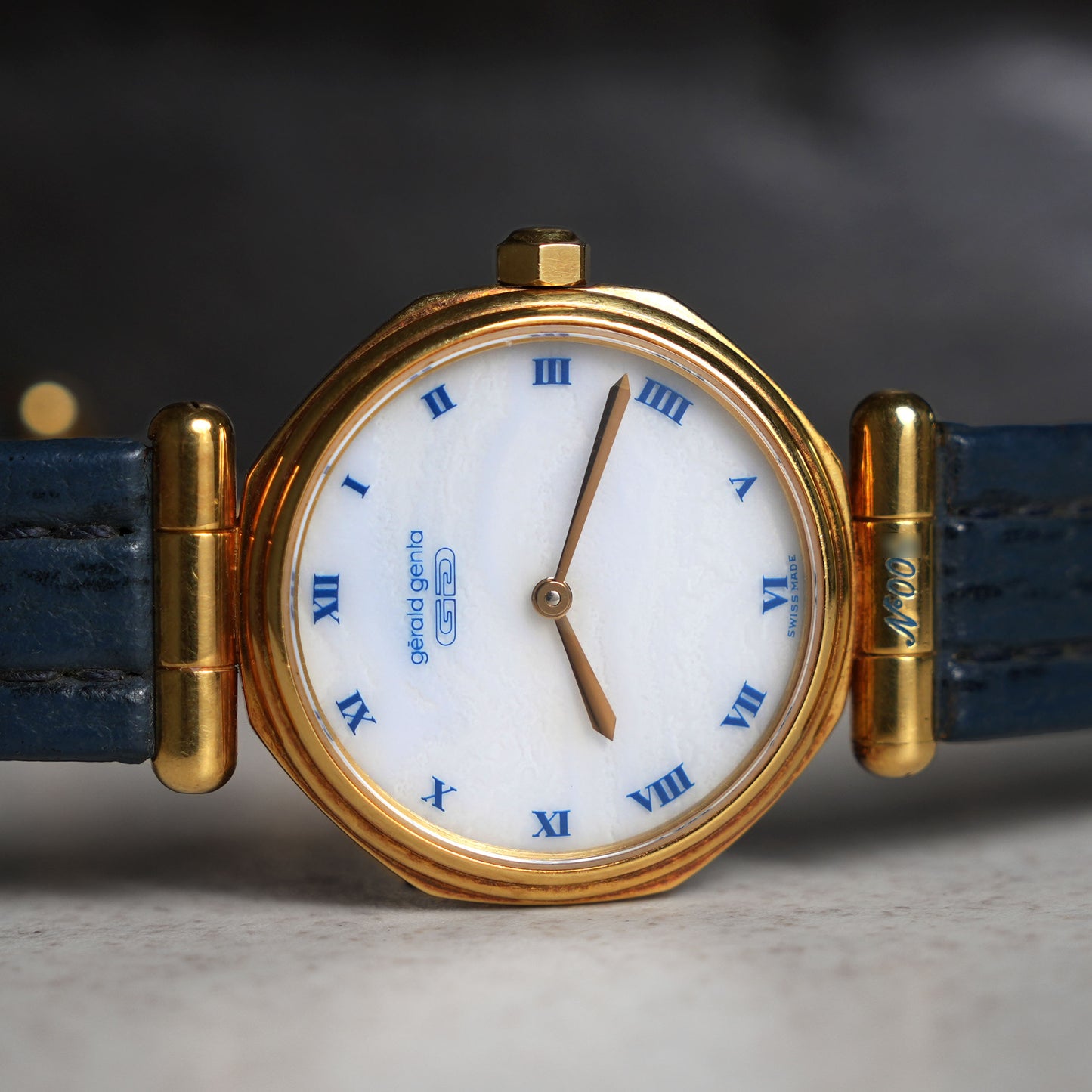 Gerald Genta Octagonal Wristwatch, White Onyx Dial, Yellow Gold