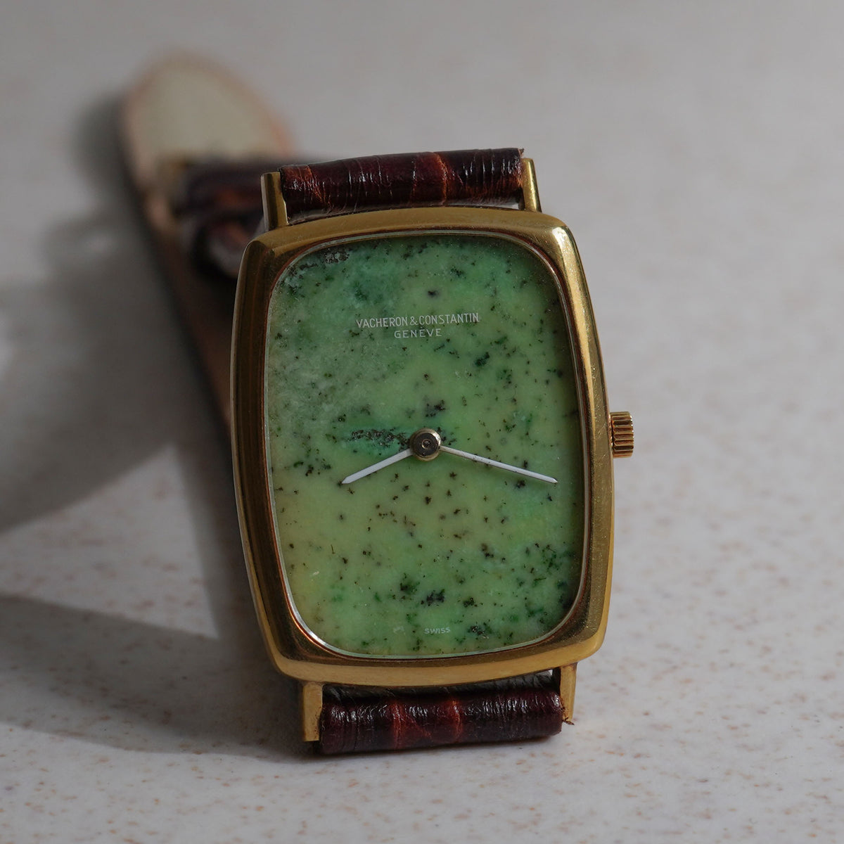 Vacheron Constantin with Rare jade stone dial, Ref. 7590, Yellow Gold