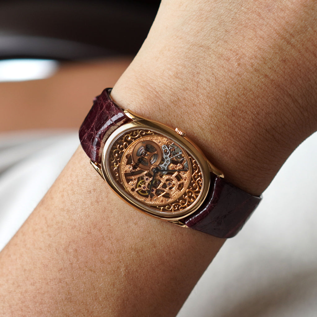 Audemars Piguet Rare Oval Skeleton, Pink Gold