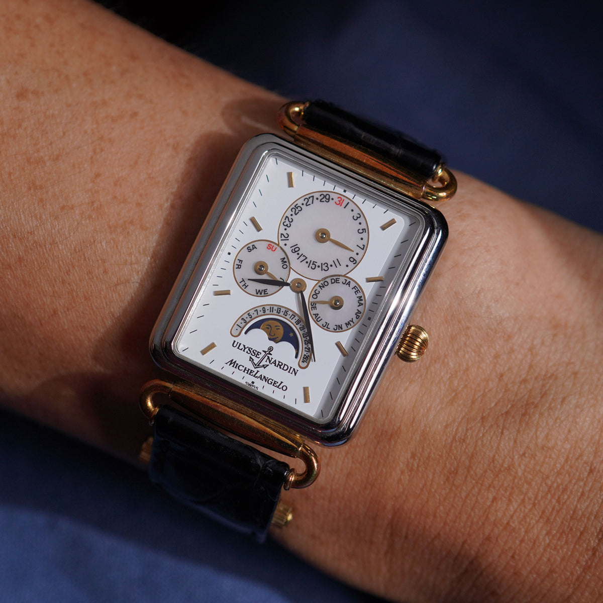 Ulysse Nardin Michelangelo Triple Calendar Moonphase, Ref. 164-44, Steel and Gold