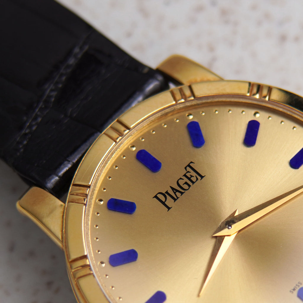 Piaget Dancer, Champagne Dial with Lapis Lazuli Hour Markers, Ref. 94023 N, Yellow Gold