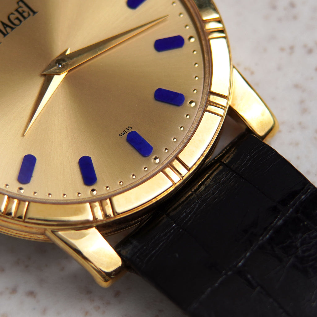 Piaget Dancer, Champagne Dial with Lapis Lazuli Hour Markers, Ref. 94023 N, Yellow Gold