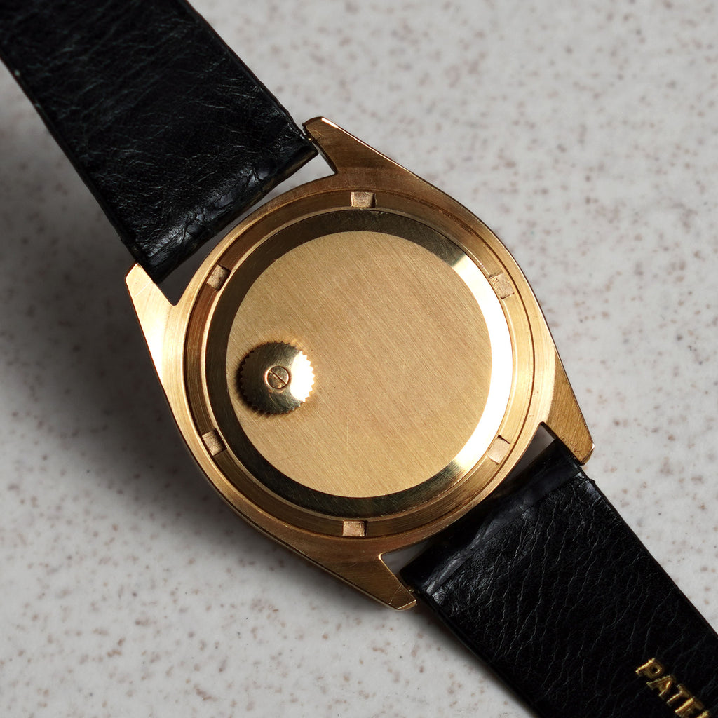 Patek Philippe Cushion-Shaped Watch, Blue Textured Dial, Ref. 3585, Yellow Gold
