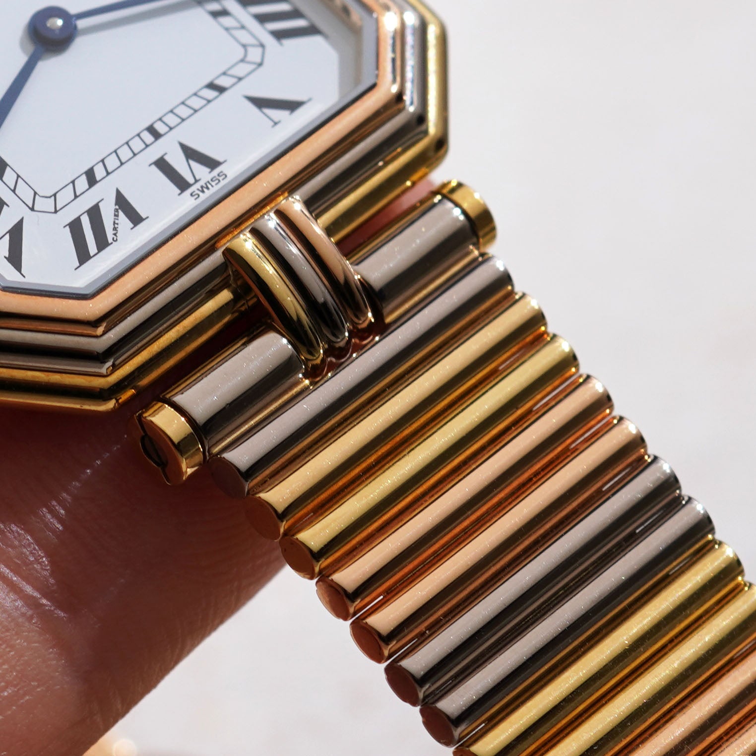 Cartier Ceinture Trinity Bracelet Watch, Yellow, White and Rose Gold