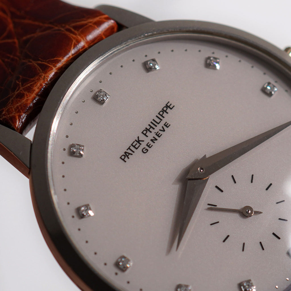 Patek Philippe Calatrava, Ivory-white dial with diamond markers, Ref. 3893, Platinum