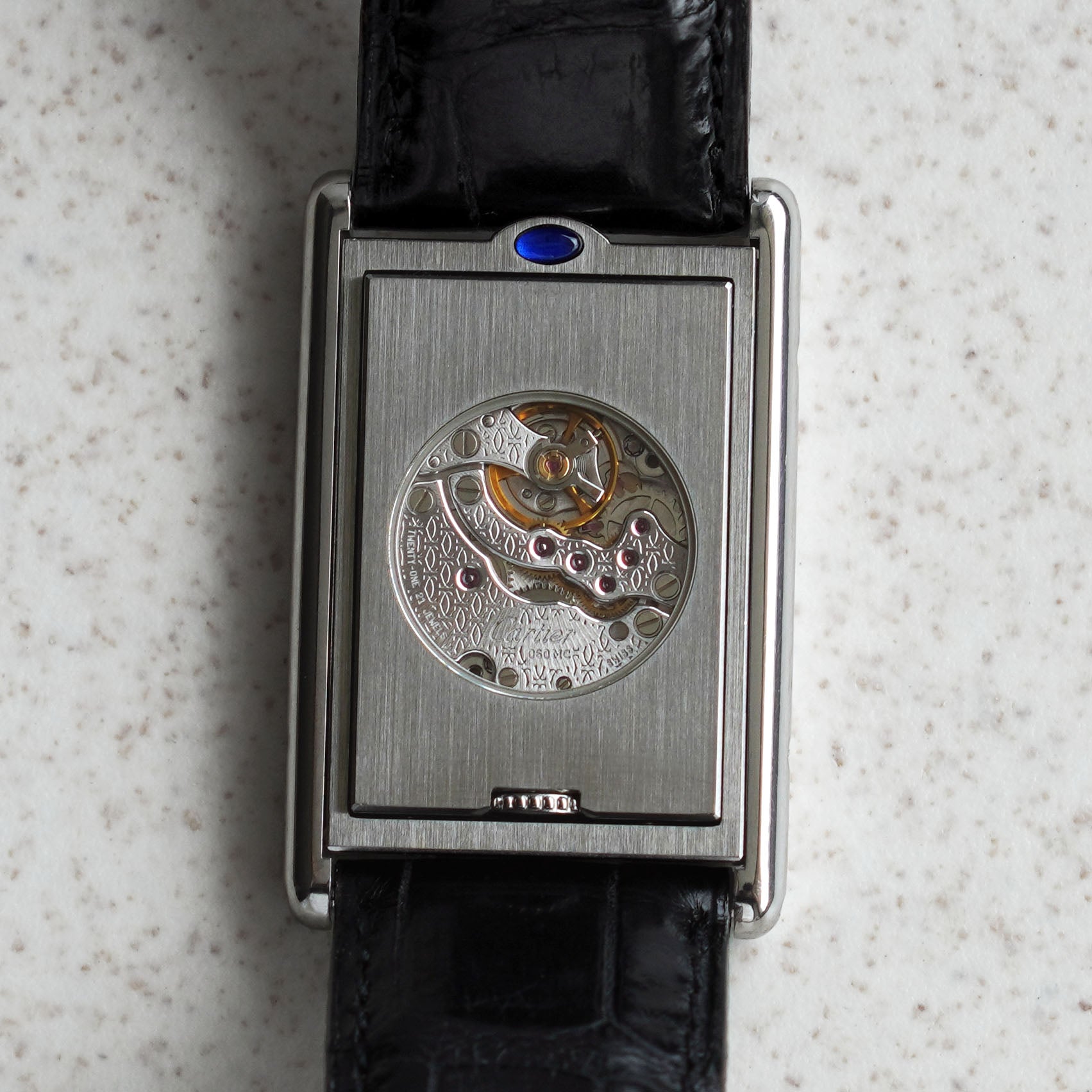 Cartier Rare Tank Basculante Mecanique Display Back, Ref. 2390, Steel