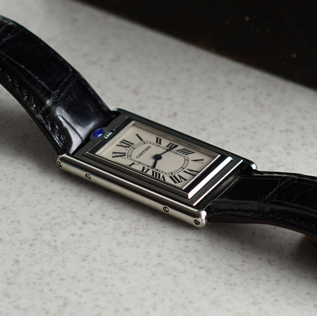 Cartier Rare Tank Basculante Mecanique Display Back, Ref. 2390, Steel
