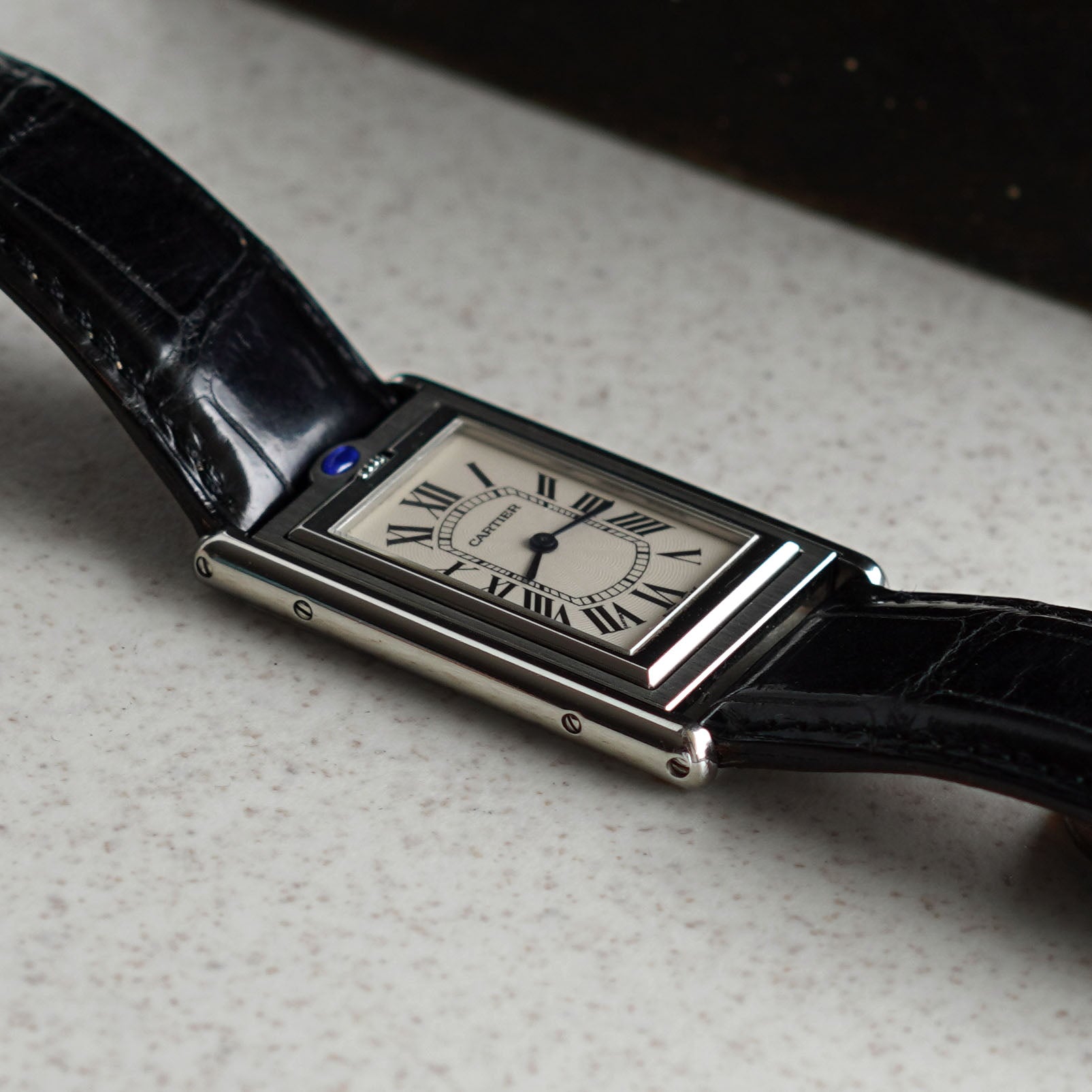 Cartier Rare Tank Basculante Mecanique Display Back, Ref. 2390, Steel