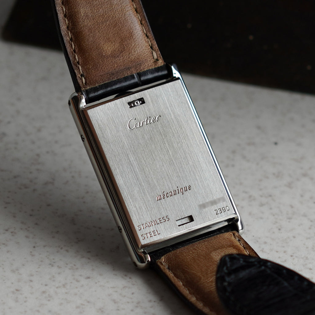 Cartier Rare Tank Basculante Mecanique Display Back, Ref. 2390, Steel