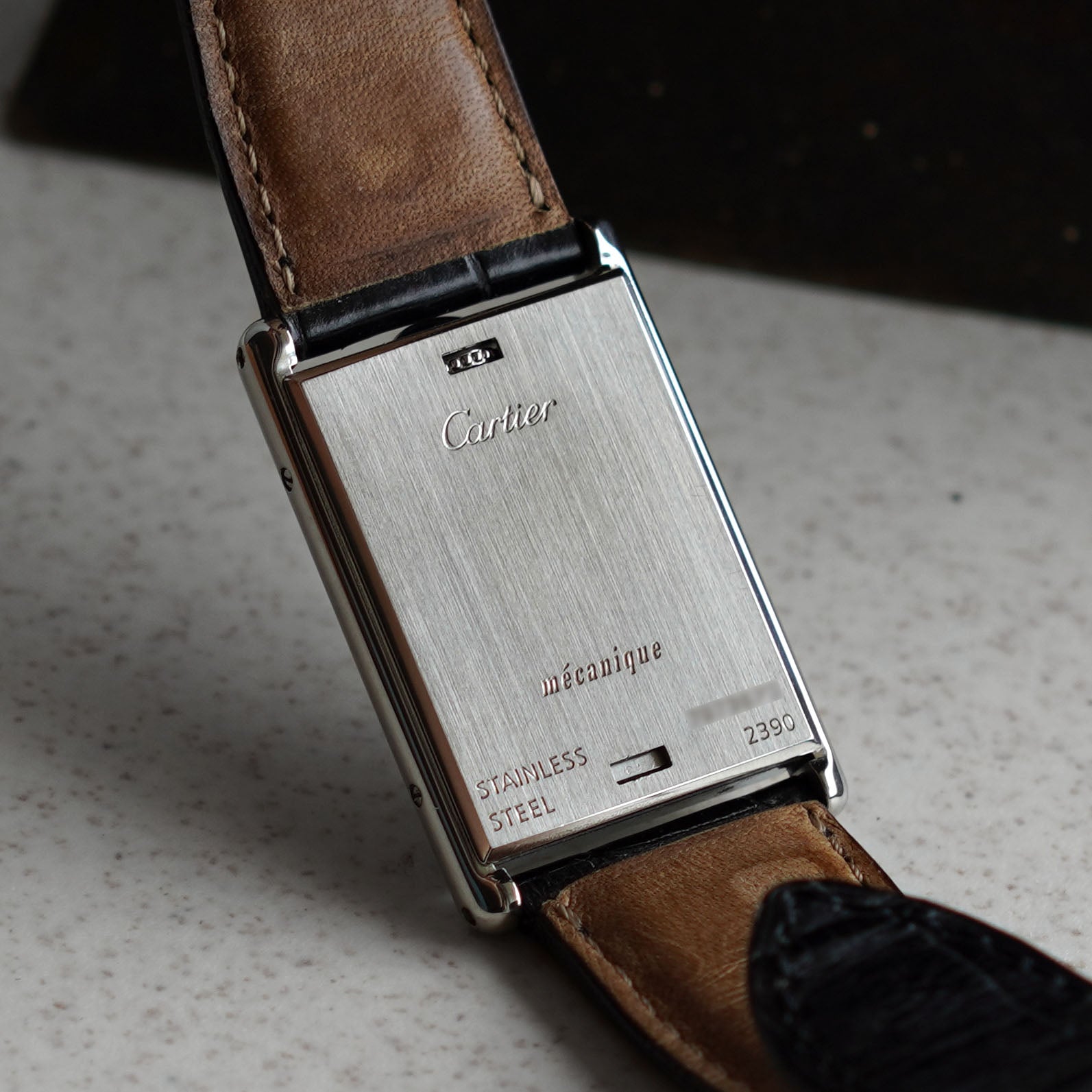 Cartier Rare Tank Basculante Mecanique Display Back, Ref. 2390, Steel