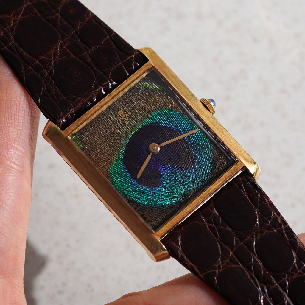Corum Peacock Feather Dial Wristwatch, Yellow Gold