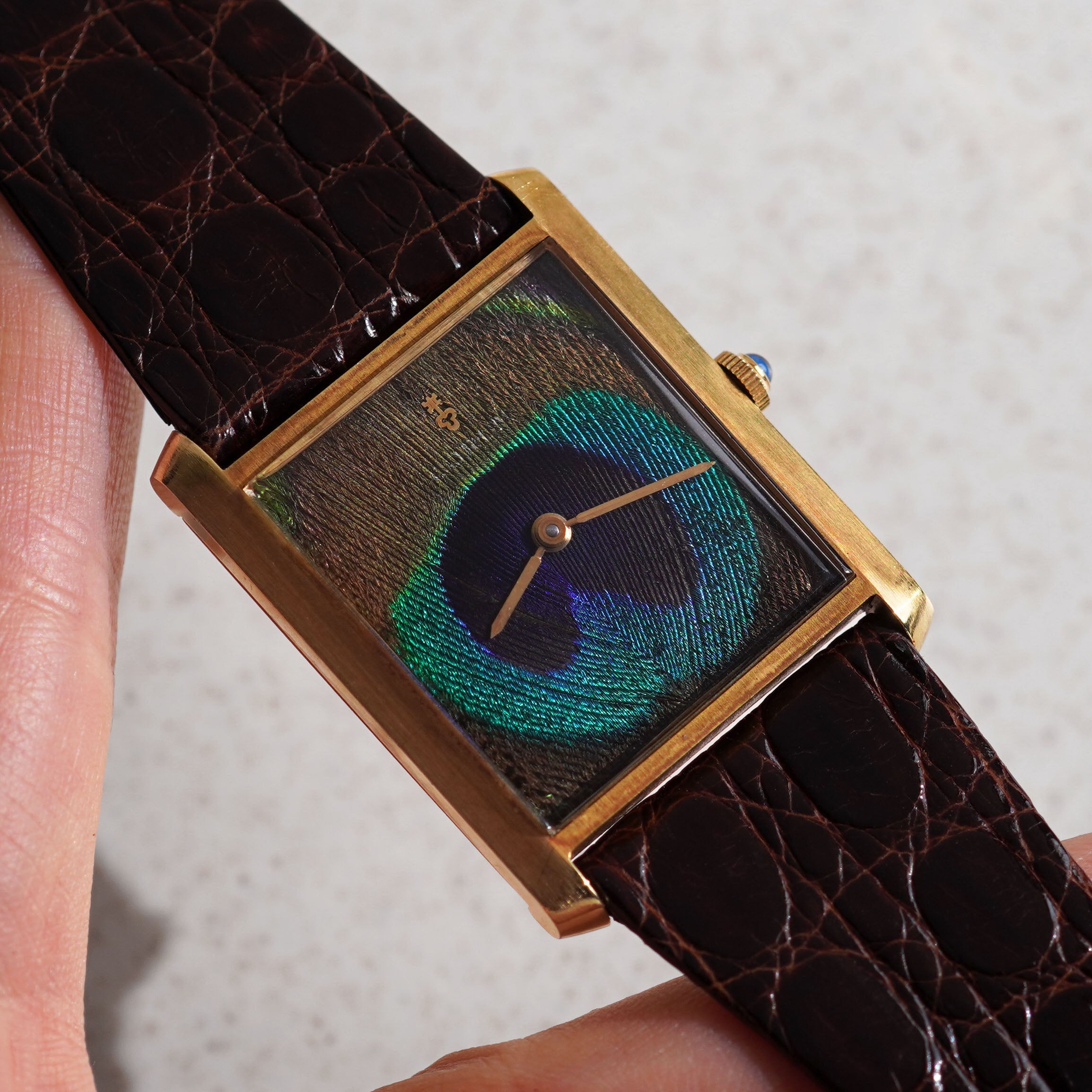 Corum Peacock Feather Dial Wristwatch, Yellow Gold