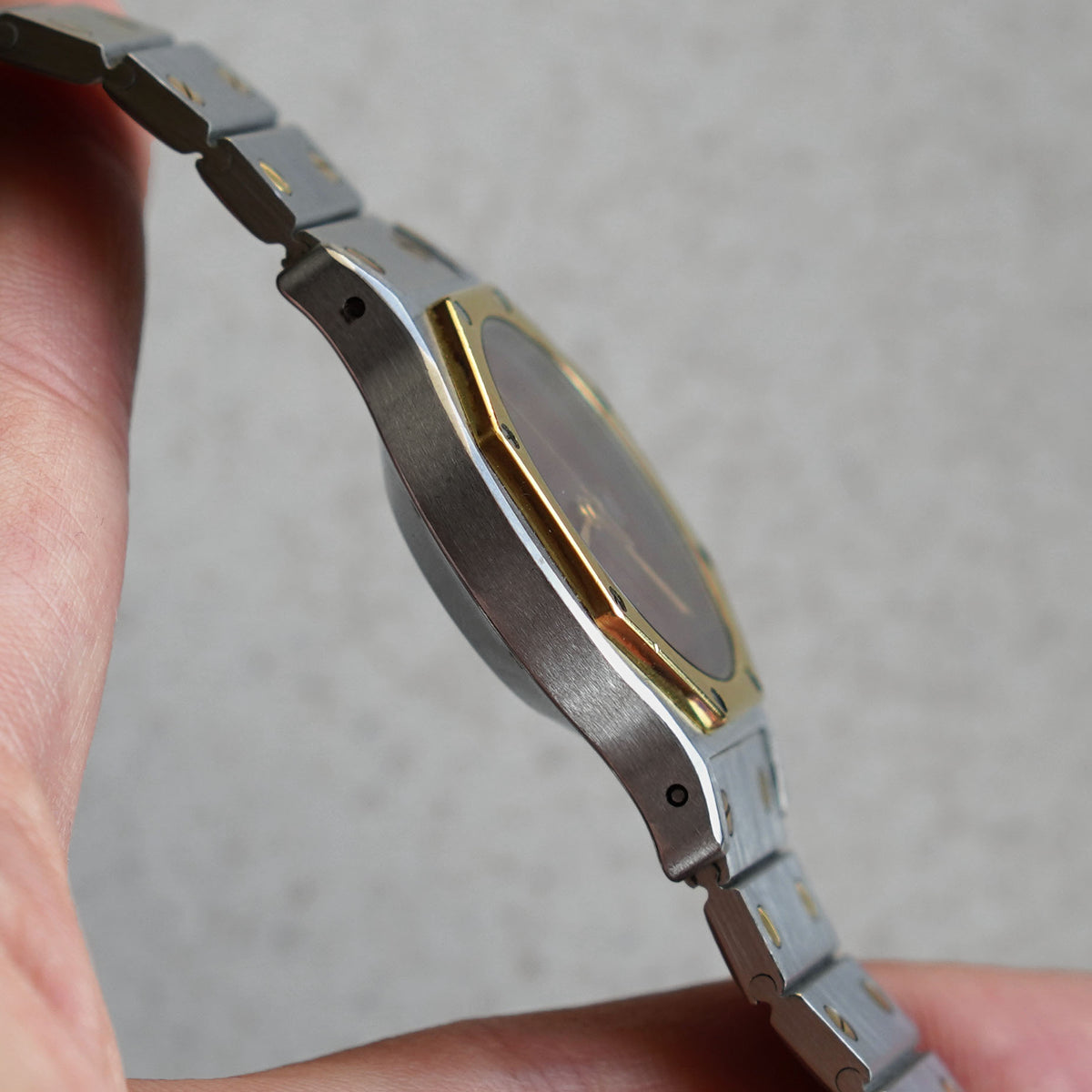 Cartier Santos Octagon LM Rare Burgundy Dial, Ref. 2966, Steel and Gold