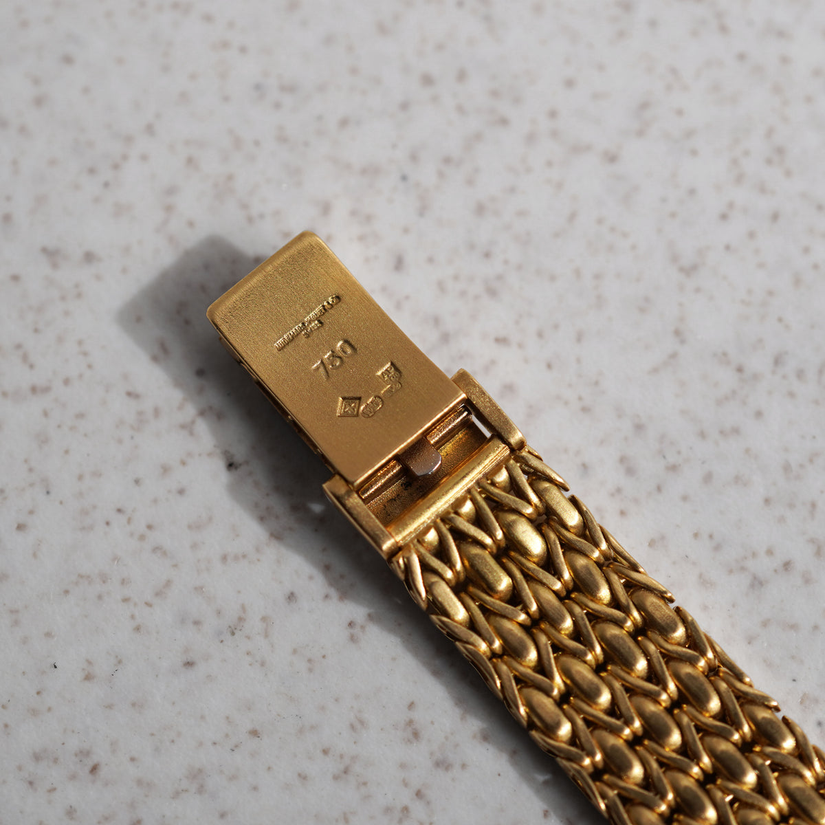Audemars Piguet Bracelet Watch, Pavé diamond dial with Sapphire markers, Baguette diamond bezel, Yellow Gold