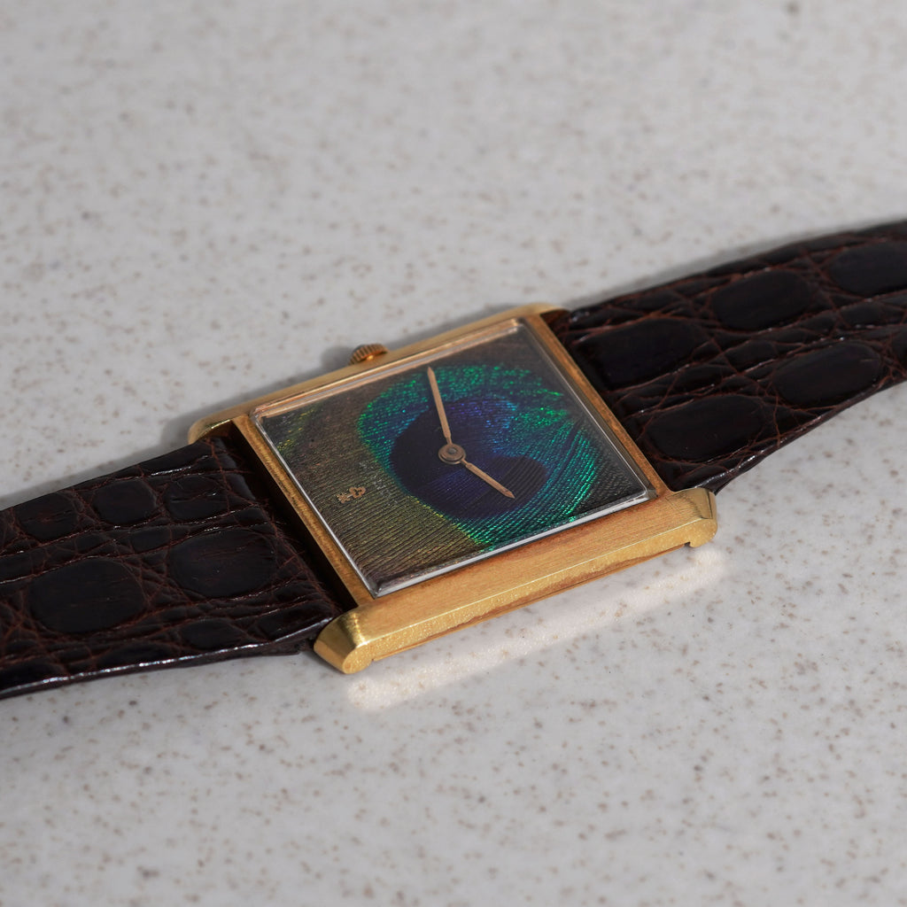 Corum Peacock Feather Dial Wristwatch, Yellow Gold