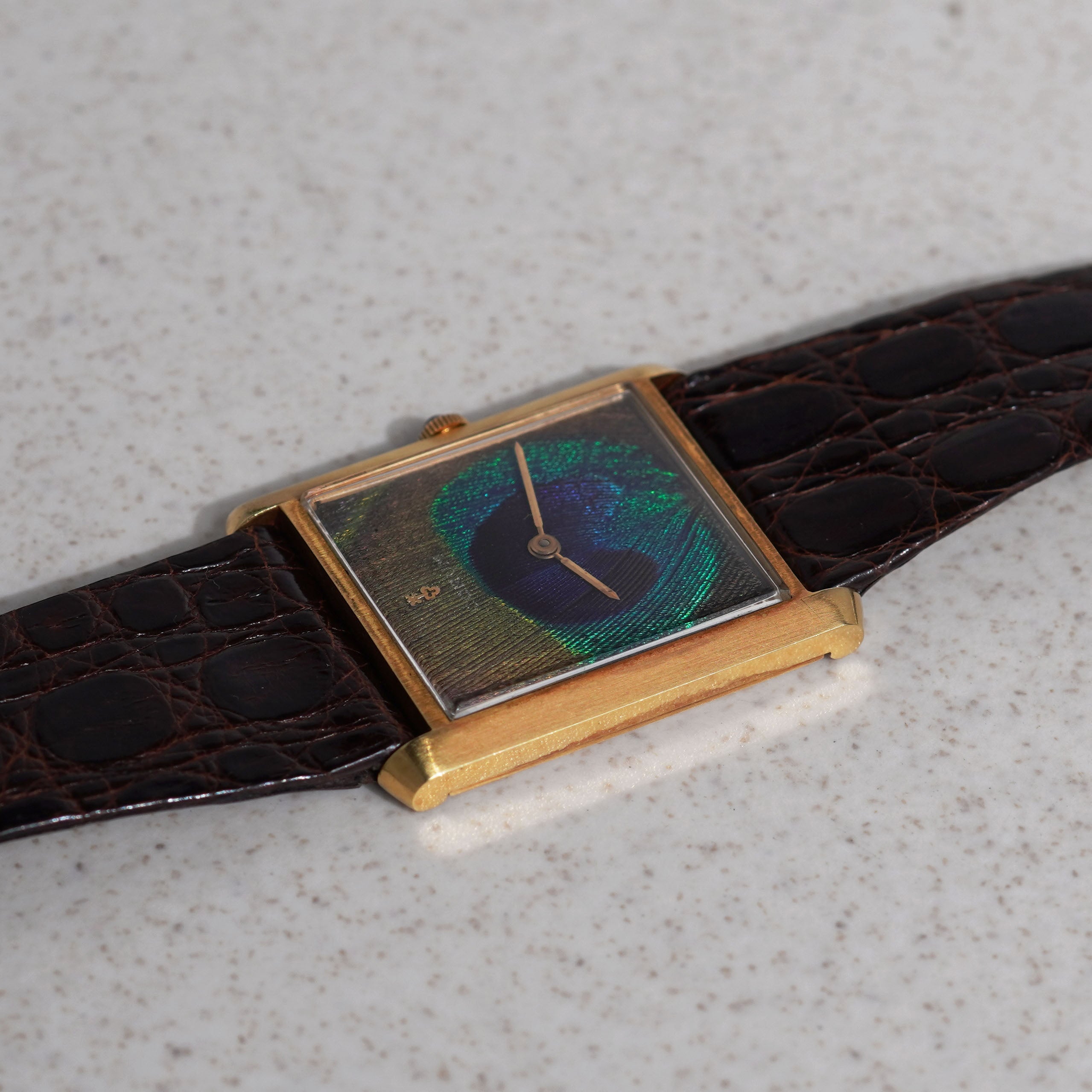 Corum Peacock Feather Dial Wristwatch, Yellow Gold