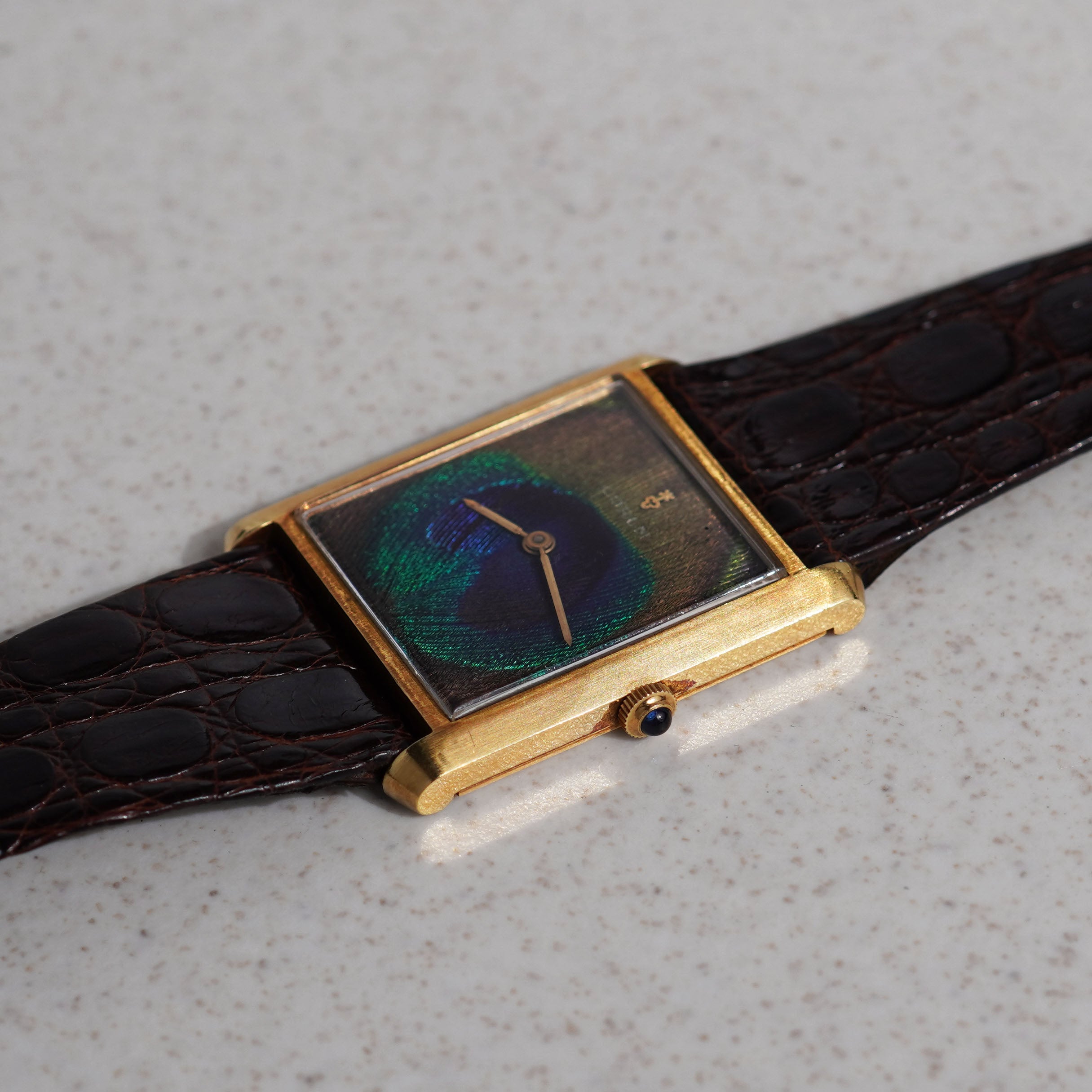 Corum Peacock Feather Dial Wristwatch, Yellow Gold