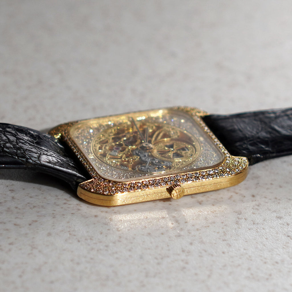 Vacheron Constantin Rare Skeletonised Diamond-Set Wristwatch, Ref. 33514, Yellow Gold