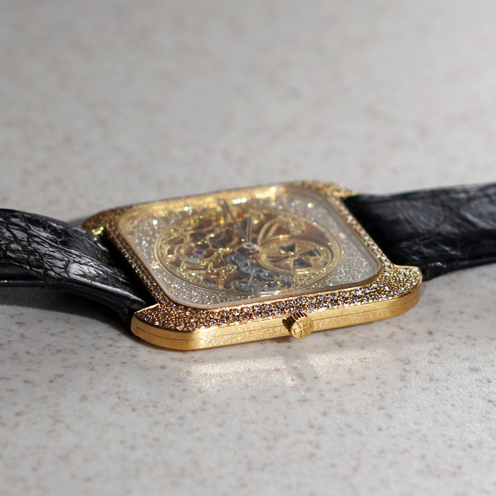 Vacheron Constantin Rare Skeletonised Diamond-Set Wristwatch, Ref. 33514, Yellow Gold