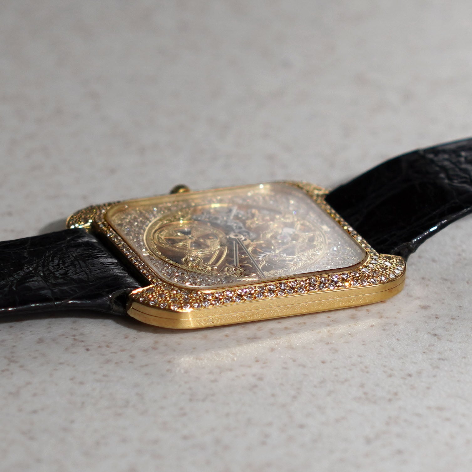 Vacheron Constantin Rare Skeletonised Diamond-Set Wristwatch, Ref. 33514, Yellow Gold