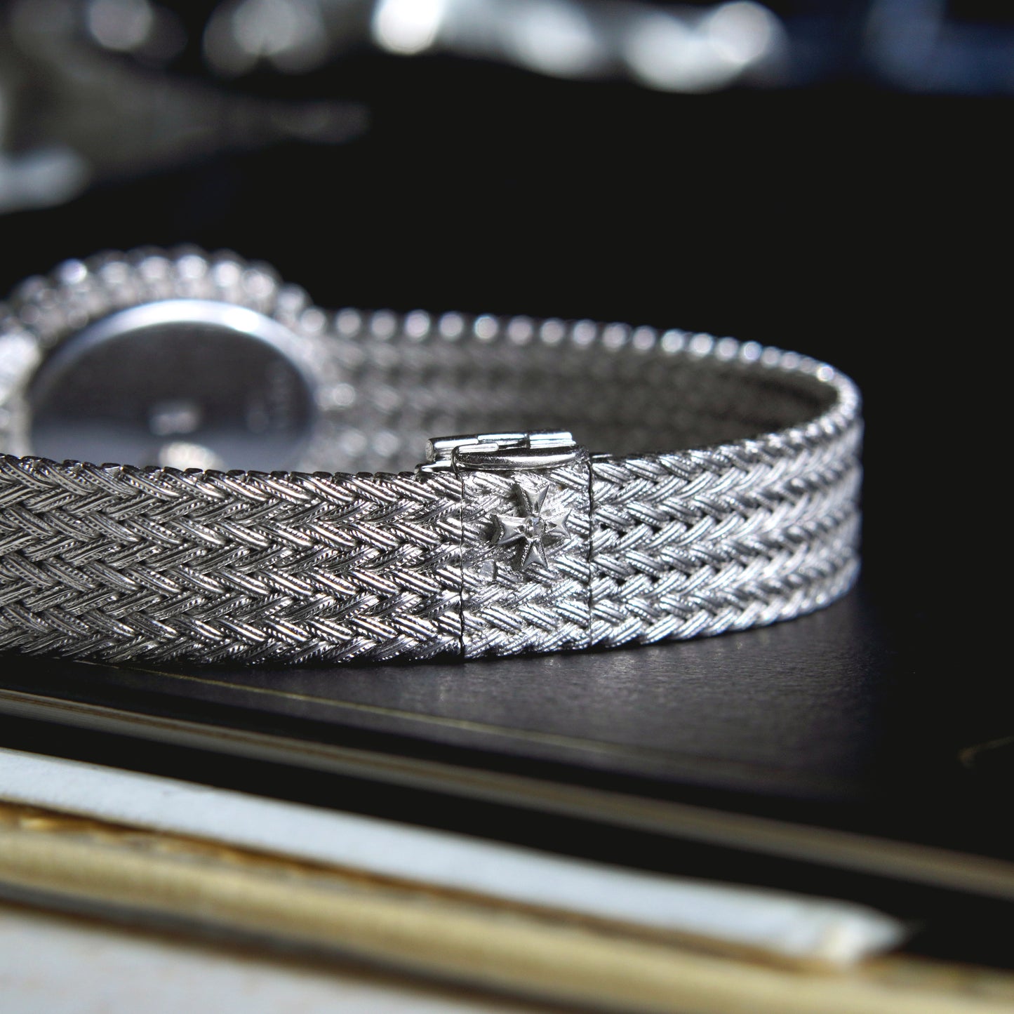 Vacheron Constantin Ladies Oval Bracelet Watch, Factory diamonds and emeralds, White Gold