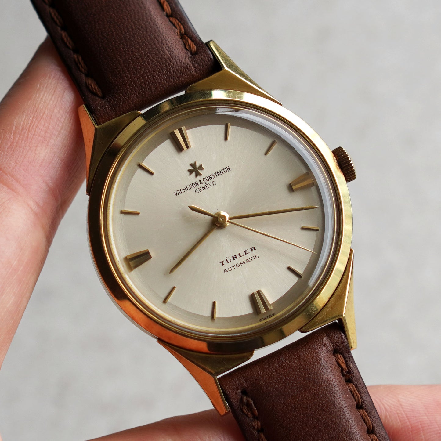 Vacheron Constantin 1960s Automatic, Fancy lugs, Double-signed TÜRLER, Yellow Gold