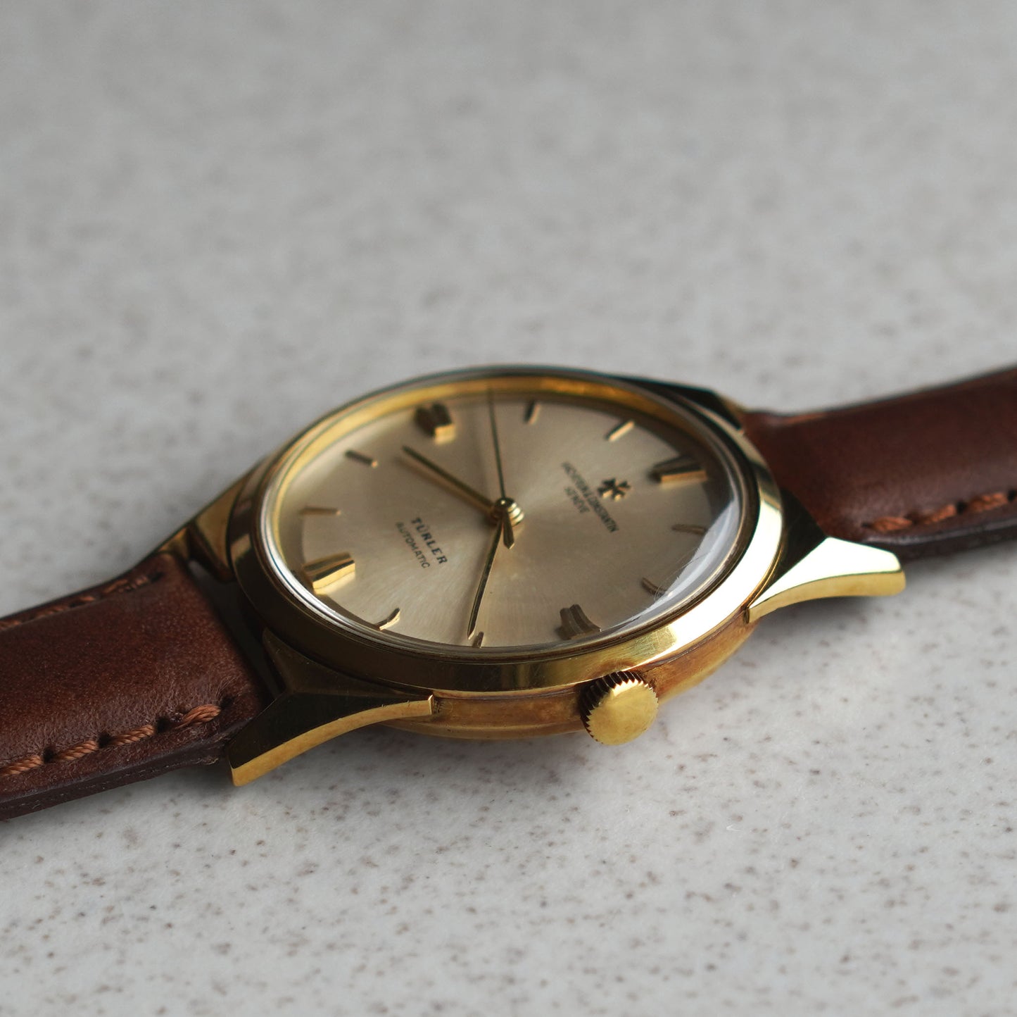 Vacheron Constantin 1960s Automatic, Fancy lugs, Double-signed TÜRLER, Yellow Gold